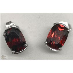 #18-STERLING SILVER GARNET EARRINGS