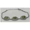 Image 1 : #19-STERLING SILVER PERIDOT & CZ BRACELET