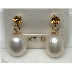 #21-14K YELLOW GOLD FRESHWATER PEARL & CITRINE
