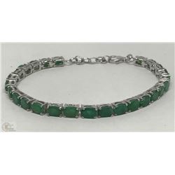 #25-STERLING SILVER EMERALD TENNIS BRACELET