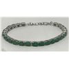 Image 1 : #25-STERLING SILVER EMERALD TENNIS BRACELET