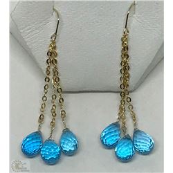 #32-14K YELLOW GOLD BLUE TOPAZ TEAR DROP