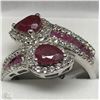 Image 1 : #34-STERLING SILVER RUBY & CUBIC ZIRCONIA RING