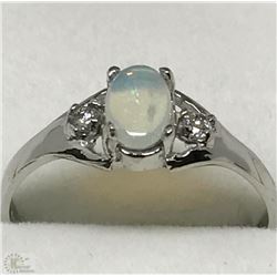 #40-10K WHITE GOLD OPAL & DIAMOND RING