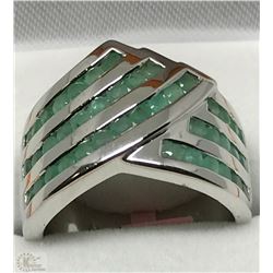 #41-STERLING SILVER EMERALD RING