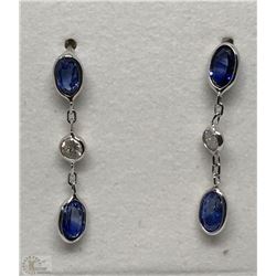 #44-14K WHITE GOLD SAPPHIRE & DIAMOND EARRINGS