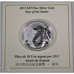 2013 CANADIAN FINE SILVER (99.99) $20 COIN