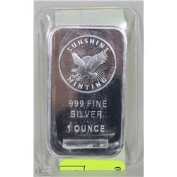 1 OUNCE FINE SILVER (.999) BAR