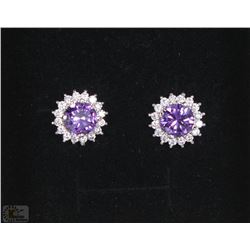 18K WHITE GOLD PLATED PURPLE CUBIC