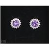 Image 1 : 18K WHITE GOLD PLATED PURPLE CUBIC