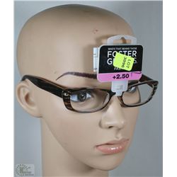 PAIR OF NEW FOSTER GRANT SEEING GLASSES +2.50
