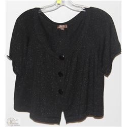 WOMENS BUTTON UP BLACK SHORT SLEEVE SHIRT SIZE XL