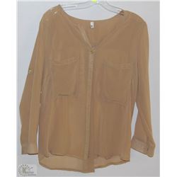 SHEER LONG SLEEVE BUTTON UP SHIRT