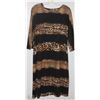 Image 1 : LONG BLACK & ANIMAL PRINT STRIPE DRESS SIZE 3X