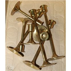 2 SETS OF 4 BRASS CANDLE HOLDERS