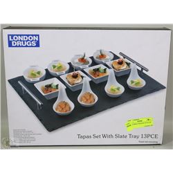 NEW 13 PIECE TAPAS SET W/ SLATE TRAY