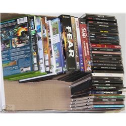 BOX OF ASSORTED COMPUTER GAMES AND 3 BOX GAMES