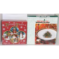 LOT OF HOLIDAY PLATES & CAKE STAND