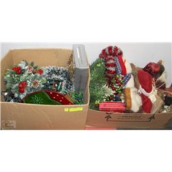 LOT OF 2 BOXES OF CHRISTMAS DECORATIONS WITH LARGE