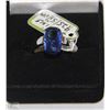 Image 1 : .925 STERLING SILVER RING CUBIC BLUE STONE SZ7