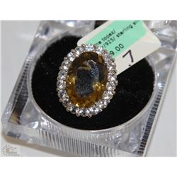 .925 STERLING SILVER RING CITRINE TOPAZ SZ 7