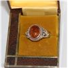 Image 1 : STERLING SILVER WITH AMBER CENTER SIZE 7.5