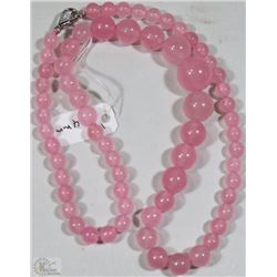 #19-NATURAL ROSE QUARTZ BEAD NECKLACE 17"