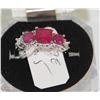 Image 1 : #69-NATURAL RUBY & CZ 925 SOLID SILVER RING