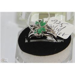 #44-GREEN EMERALD 925 SOLID SILVER RING