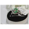 Image 1 : #44-GREEN EMERALD 925 SOLID SILVER RING