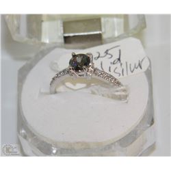 #63-RAINBOW MYSTIC &CZ 925 SOLID SILVER RING