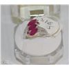 Image 1 : #39-NATURAL RED RUBY 925 SOLID SILVER RING