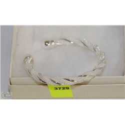 SILVER PLATED FILLED TWISTED MESH OPEN BANGLE