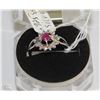Image 1 : #35-NATURAL RED RUBY&CZ 925 SOLID SILVER RING