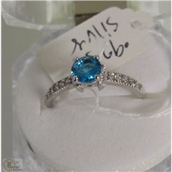 #57- BLUE TOPAZ 925 SOLID SILVER RING