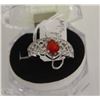 Image 1 : #68- RED RUBY & CZ 925 SOLID SILVER RING