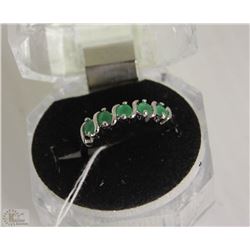 #43-GREEN EMERALD 925 SOLID SILVER RING