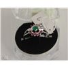 Image 1 : #37- RUBY,EMERALD&CZ 925 SOLID SILVER RING