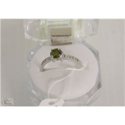 #61-NATURAL PERIDOT & CZ 925 SOLID SILVER RING