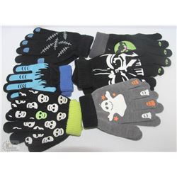 LOT OF 6 GLOW IN THE DARK KIDS SAFETY GLOVES