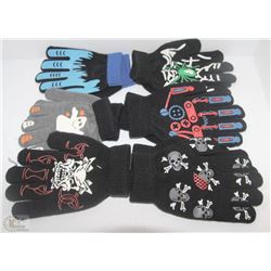 LOT OF 6 GLOW IN THE DARK KIDS SAFETY GLOVES