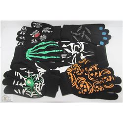 LOT OF 6 GLOW IN THE DARK KIDS SAFETY GLOVES