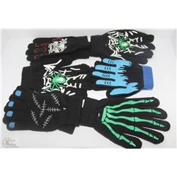 LOT OF 6 GLOW IN THE DARK KIDS SAFETY GLOVES
