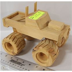 HAND CARVED WOOD MONSTER TRUCK