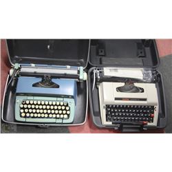 BOX W/ 2 VINTAGE MANUAL TYPEWRITERS -
