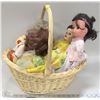Image 1 : VINTAGE BASKET OF UNIQUE OLD DOLLS SOME