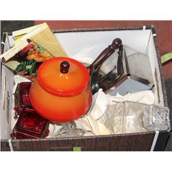 BOX W/COMPLETE FONDUE SET & 2 BOXES OF