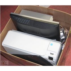 FLAT OF ELECTRONICS INCL OLD PHONES, PRINTER,