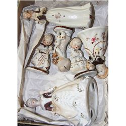 BROWN AND WHITE VICTORIAN STYLE FIGURINES