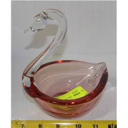 PINK ART GLASS SWAN